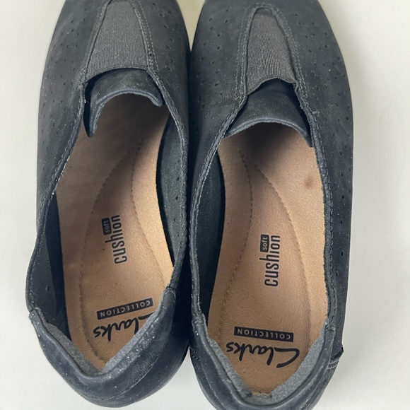 Clarks Collection Women US 7.5W Black Suede Nubuck Slip On Suede Loafers - Picture 5 of 12